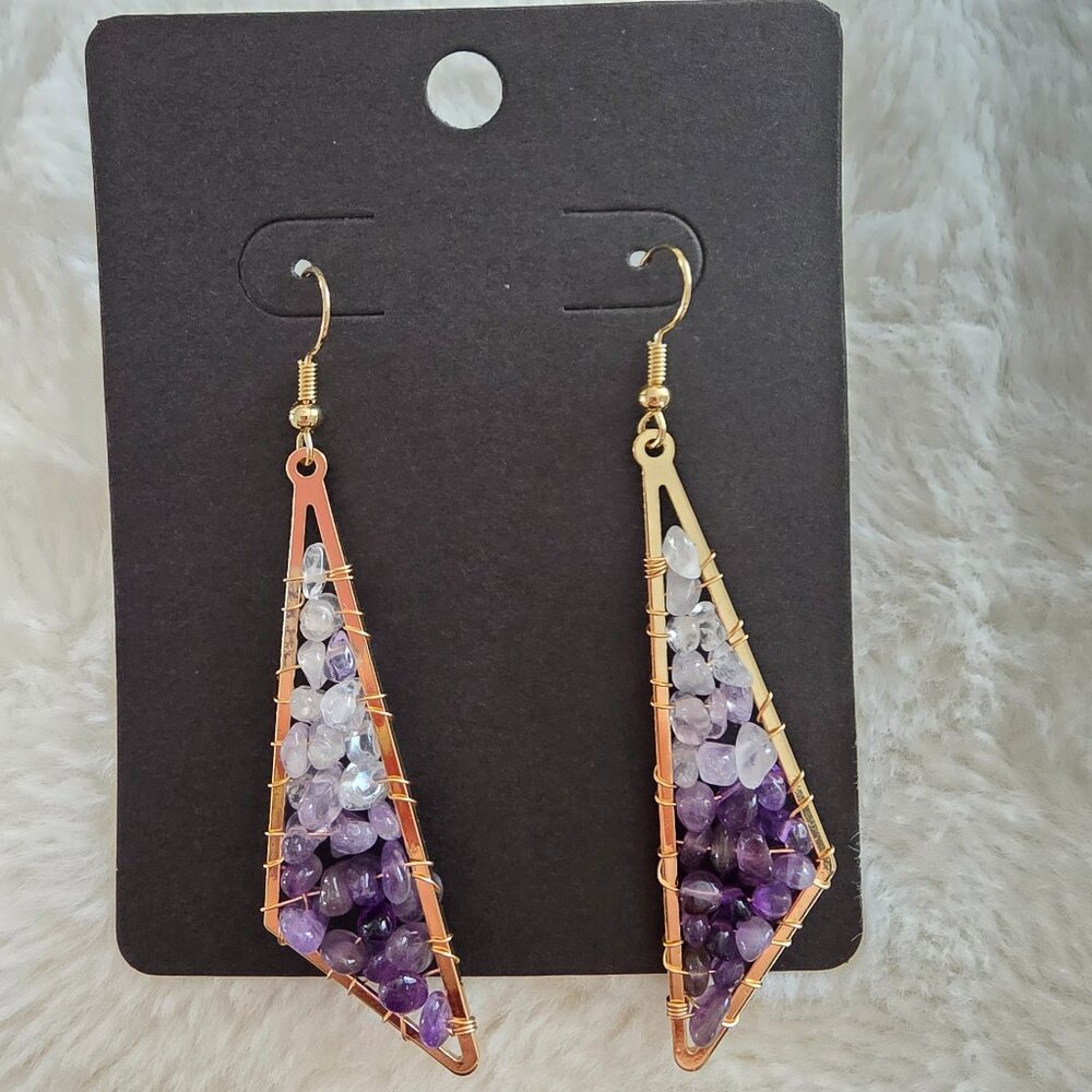 {2/$30} Real Amethyst Earrings NWT Boho Cottage Grandma Fairy Crystal Gemstone